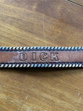 Vintage Brown Leather Embossed Belt with Braided Edge